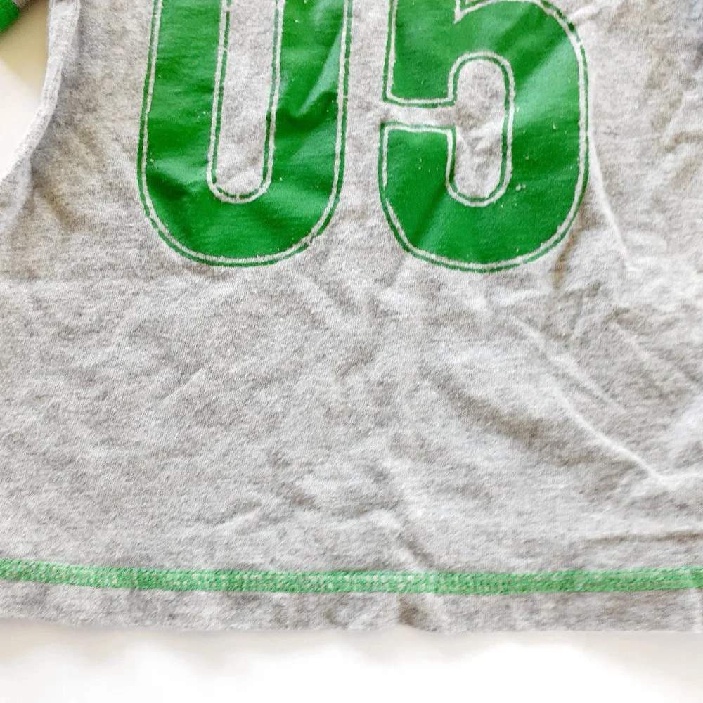 Old Navy Boys T-Shirt Gray Green Ringer Number 5 Short Sleeve 4T